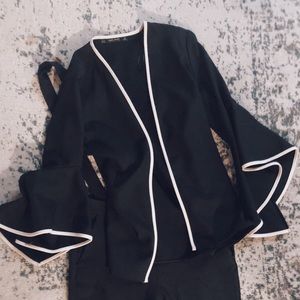 Zara blue flare pant and flare sleeve jacket set